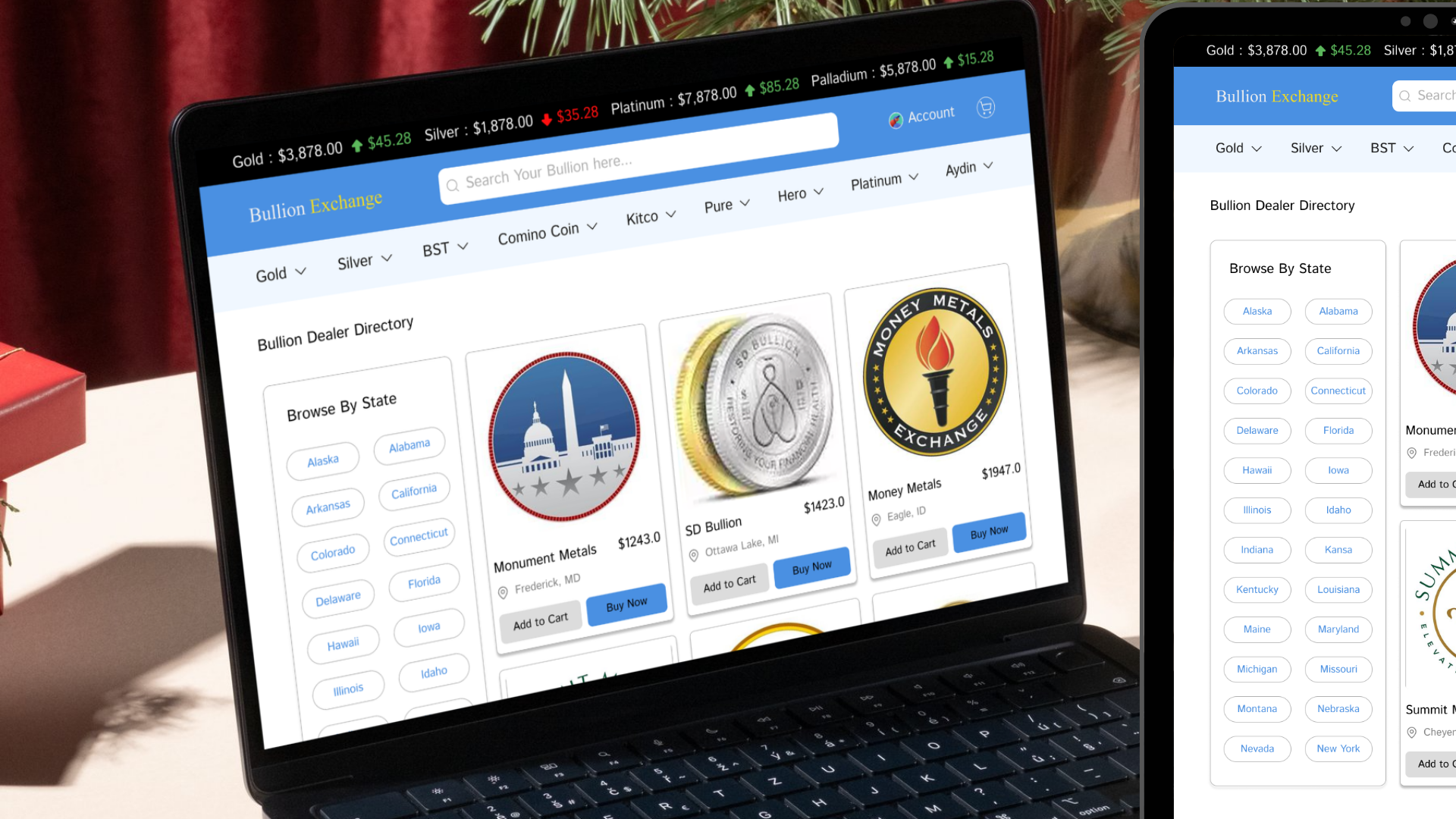 Bullion exchange price scraper dashboard